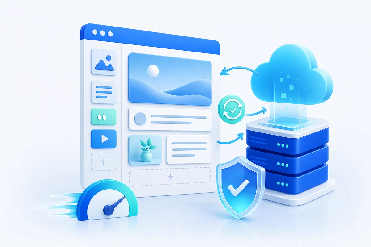 Managed website publishing platform with cloud hosting and automatic updates