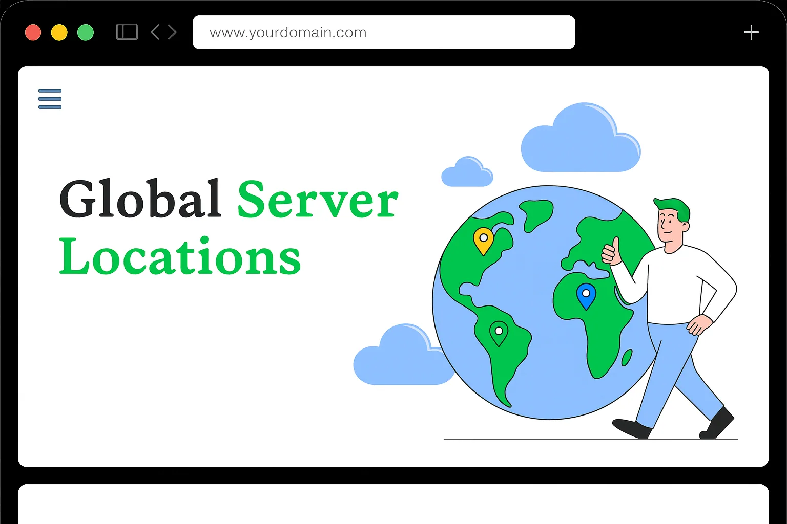 Global server network spanning the US, Europe and Asia-Pacific